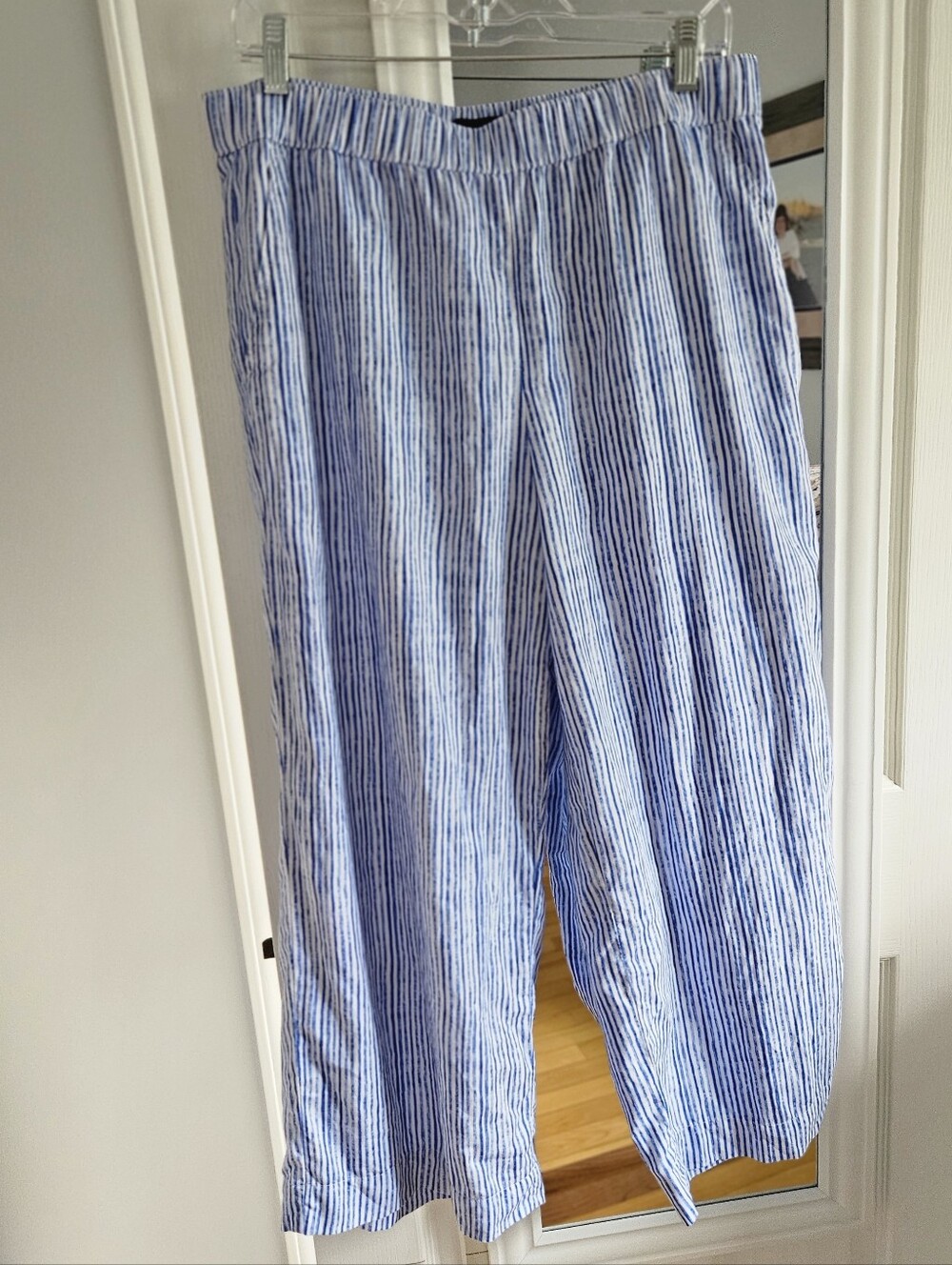 Talbots Blue & White Striped Wide-Leg Pants
